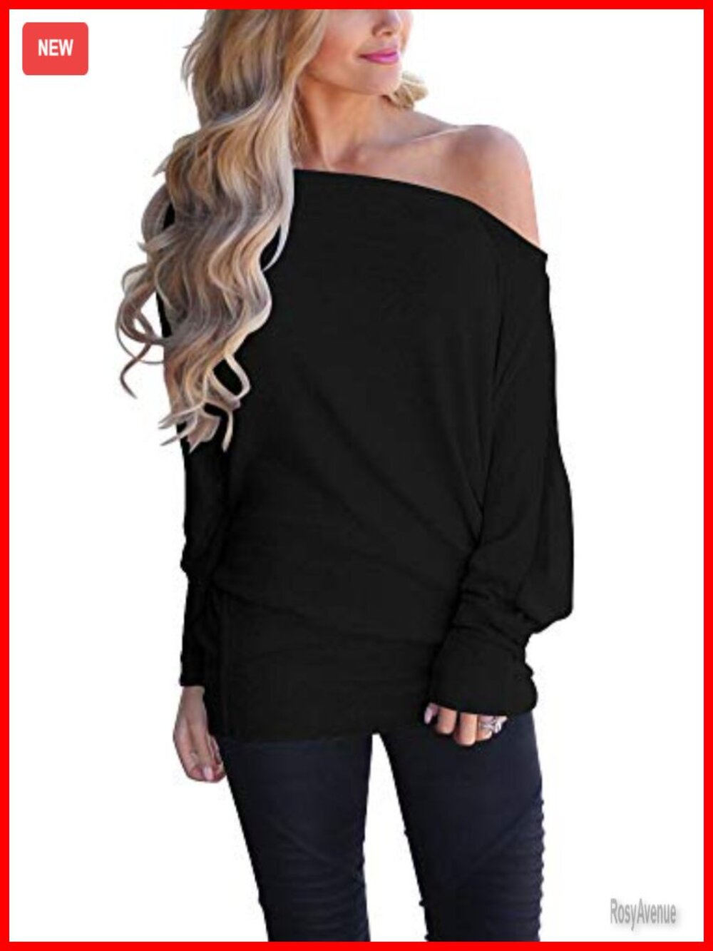 Womens Off Shoulder Oversized Batwing Sleeve Knit Tunic Pullover Sweater